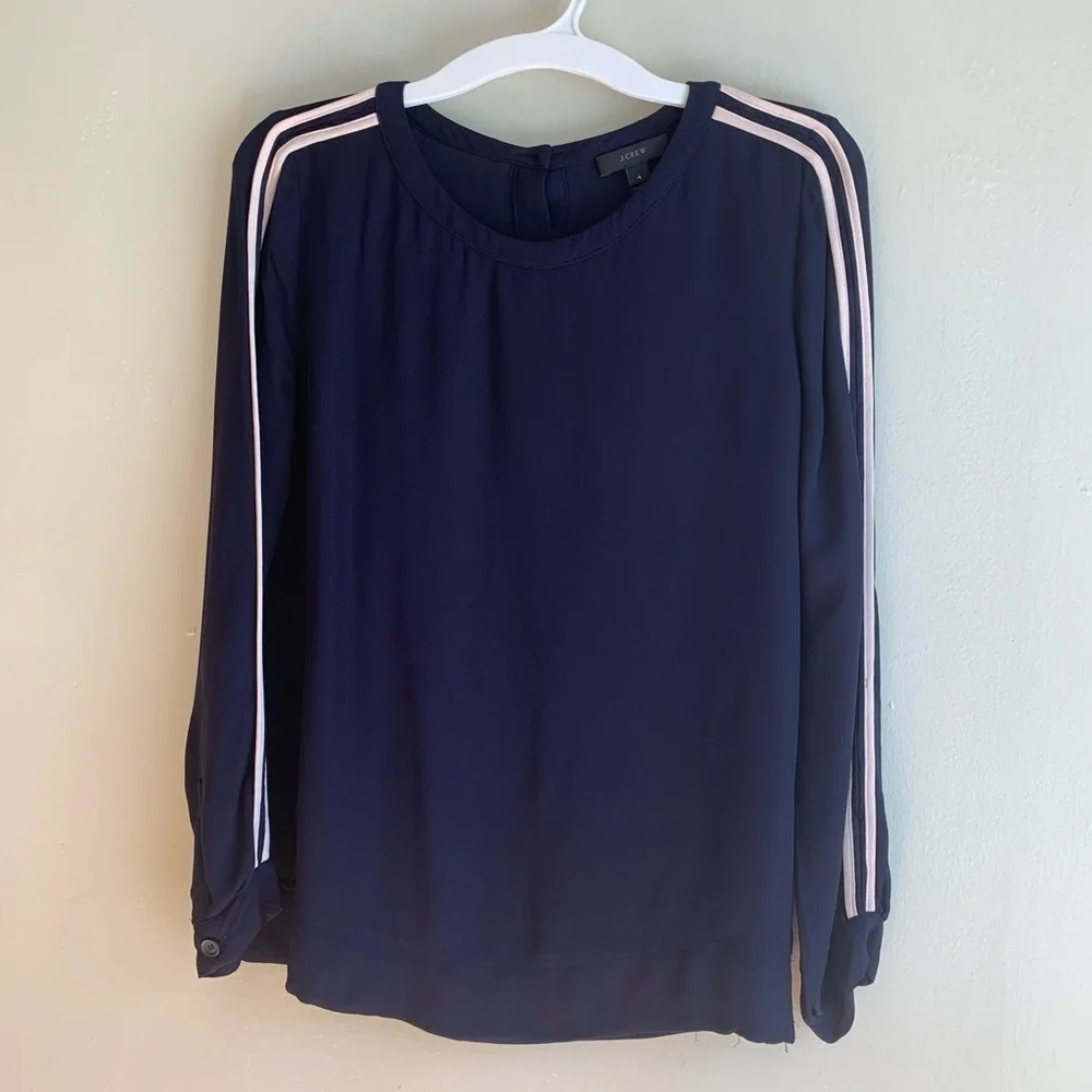 J. Crew blue striped sleeve jersey size 4
